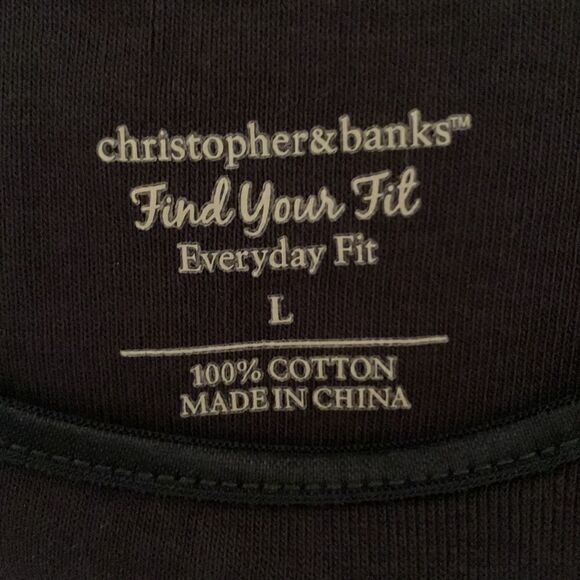 Christopher & Bank Tank Top Women’s Everyday Fit Black Sleeveless Cotton Size L - Picture 2 of 5